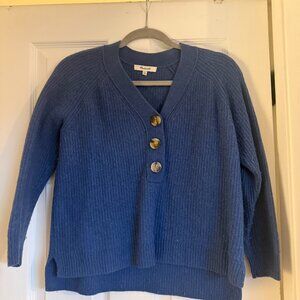 Madewell Ribbed Button Front Sweater | Size Small | Blue